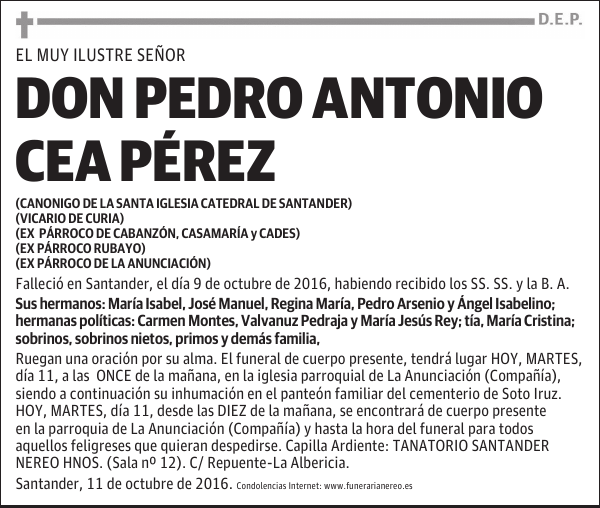 DON PEDRO ANTONIO CEA PÉREZ