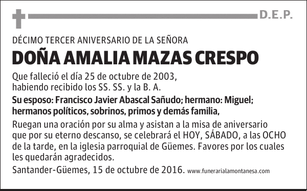 Doña Amalia Mazas Crespo