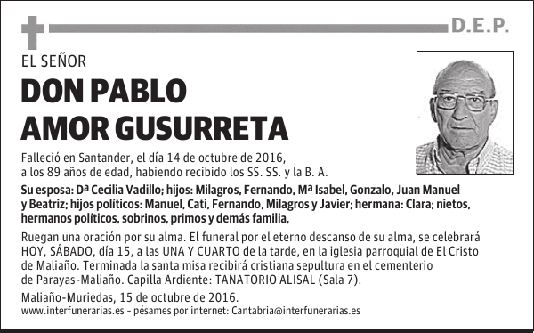 D. PABLO AMOR GUSURRETA