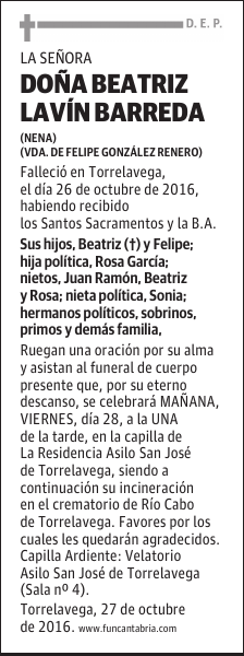 Doña Beatriz Lavín Barreda