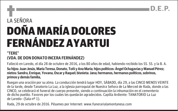 Doña María Dolores Fernández Ayartui