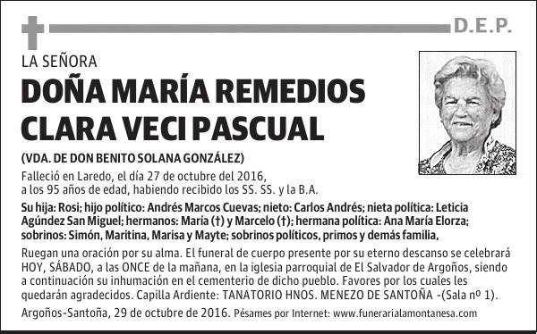 Doña María Remedios Clara Veci Abascal