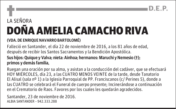 DOÑA AMELIA CAMACHO RIVA