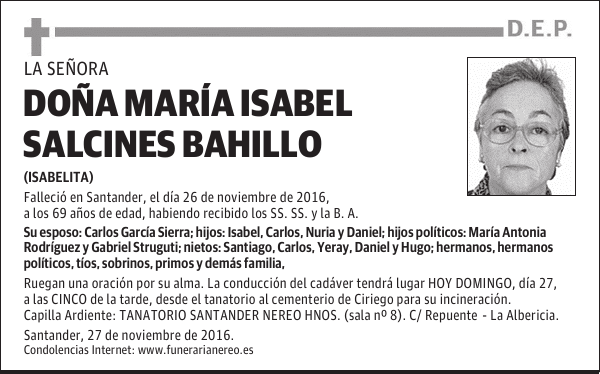DOÑA MARÍA ISABEL SALCINES BAHILLO