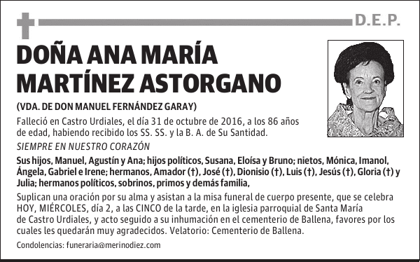 DOÑA ANA MARÍA MARTÍNEZ ASTORGANO
