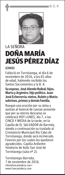 DOÑA MARÍA JESÚS PÉREZ DÍAZ