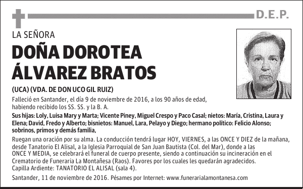DOÑA DOROTEA ÁLVAREZ BRATOS