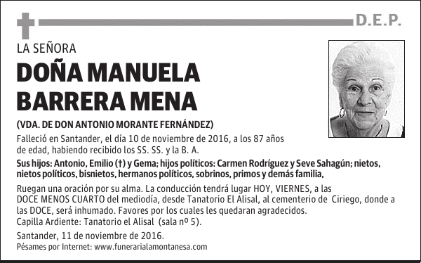 DOÑA MANUELA BARRERA MENA