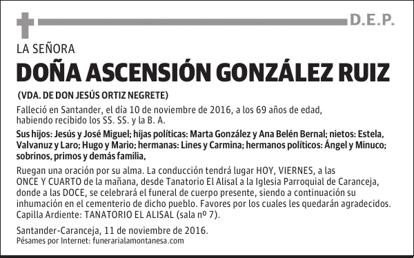 DOÑA ASCENSIÓN GONZÁLEZ RUIZ