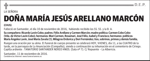 DOÑA MARÍA JESÚS ARELLANO MARCÓN