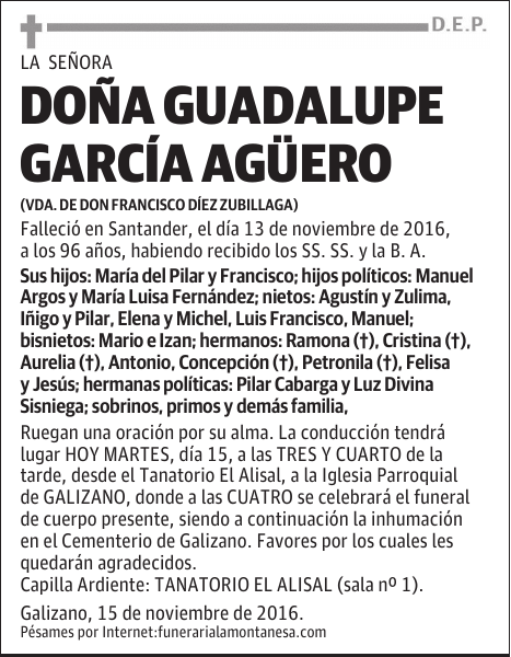 DOÑA GUADALUPE GARCÍA AGÜERO