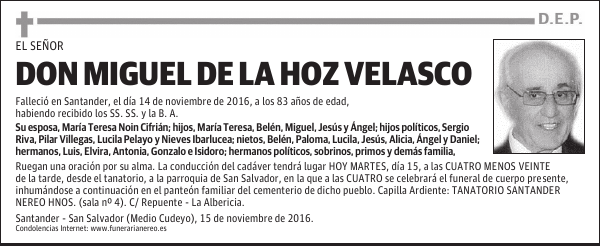 DON MIGUEL DE LA HOZ VELASCO