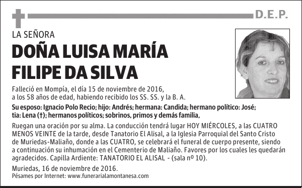 DOÑA LUISA MARÍA FILIPE DA SILVA