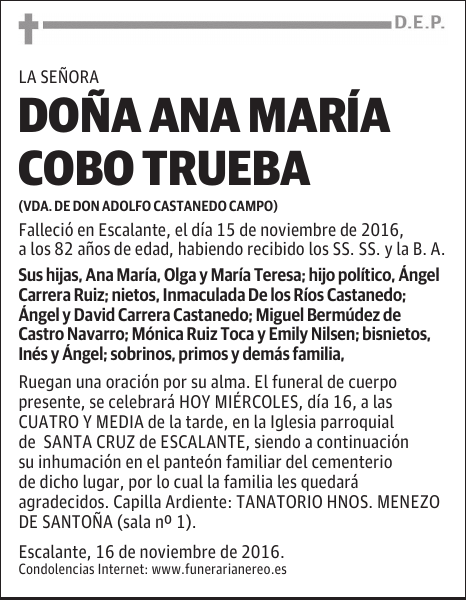 DOÑA ANA MARÍA COBO TRUEBA