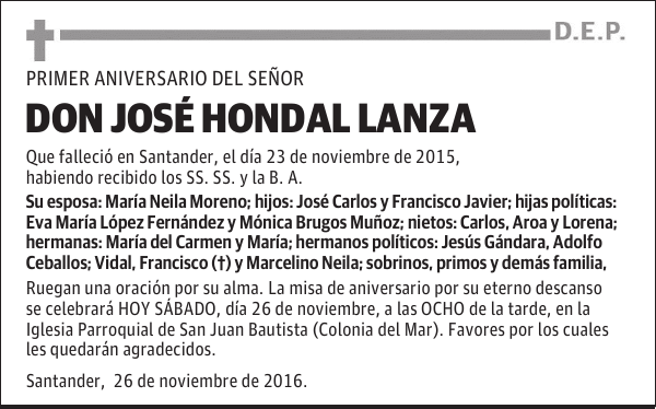 DON JOSÉ HONDAL LANZA