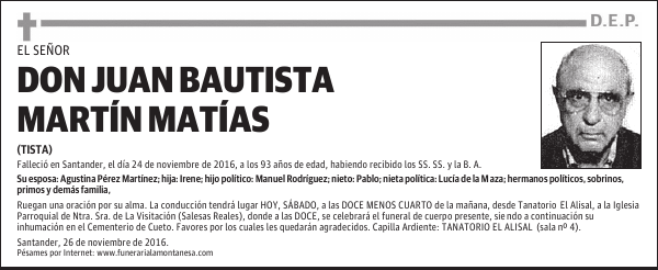 DON JUAN BAUTISTA MARTÍN MATÍAS