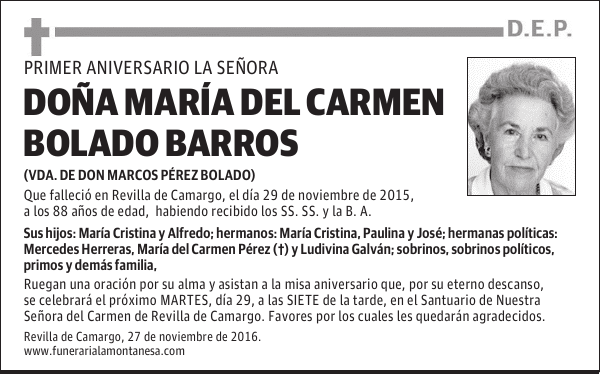 DOÑA MARÍA DEL CARMEN BOLADO BARROS