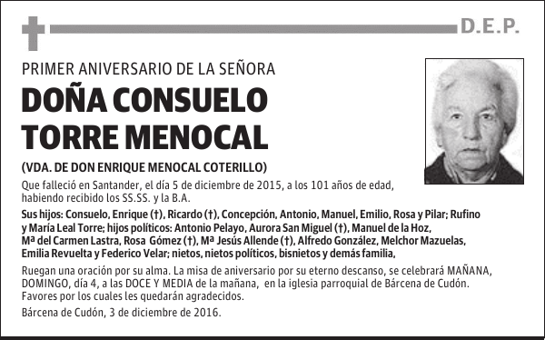 DOÑA CONSUELO TORRE MENOCAL