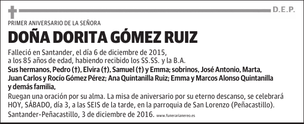 DOÑA DORITA GOMEZ RUIZ