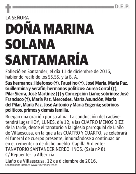 DOÑA MARINA SOLANA SANTAMARIA