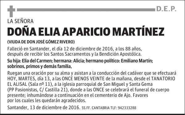 DOÑA ELIA APARICIO MARTÍNEZ
