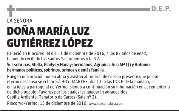 DOÑA M. LUZ GUTIERREZ LOPEZ