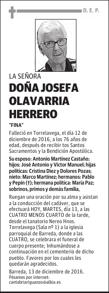 DOÑA JOSEFA OLAVARRIA HERRERO