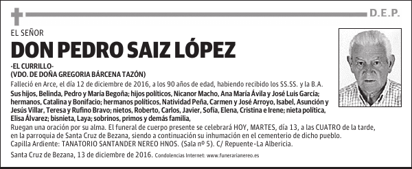 DON PEDRO SAIZ LOPEZ