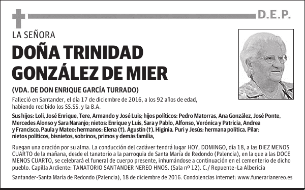 DOÑA TRINIDAD GONZALEZ DE MIER
