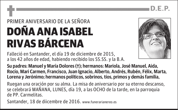 DOÑA ANA ISABEL RIVAS BARCENA