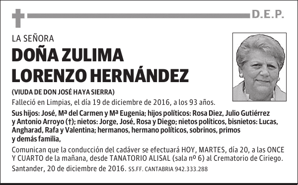 DOÑA ZULIMA LORENZO HERNÁNDEZ