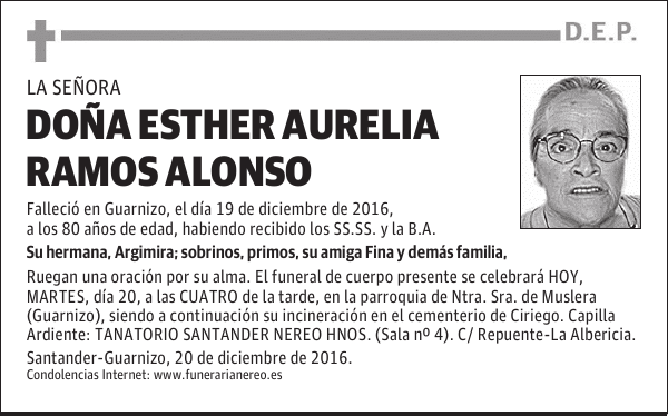 DOÑA ESTHER AURELIA RAMOS ALONSO