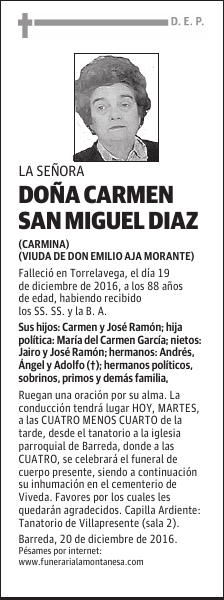 DOÑA CARMEN SAN MIGUEL DIAZ
