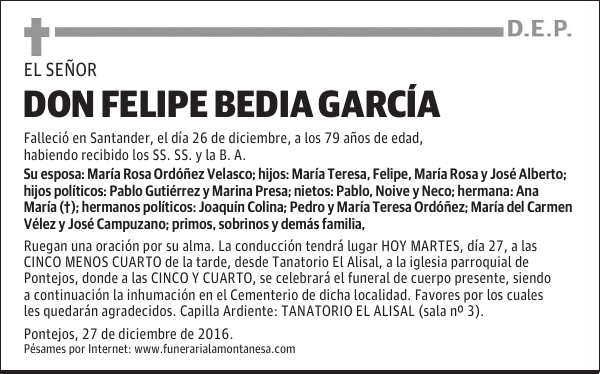 DON FELIPE BEDIA GARCÍA