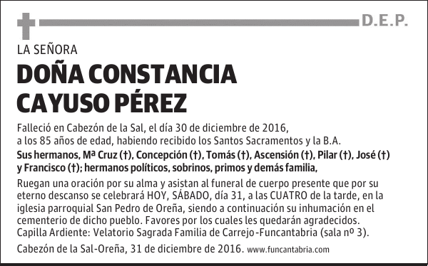 Doña Constancia Cayuso Pérez