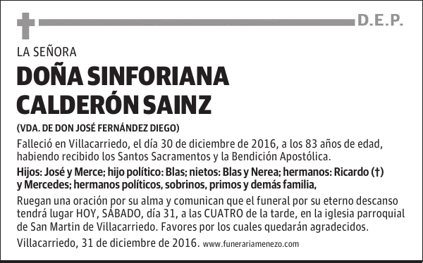 Doña Sinforiana Calderón Sainz