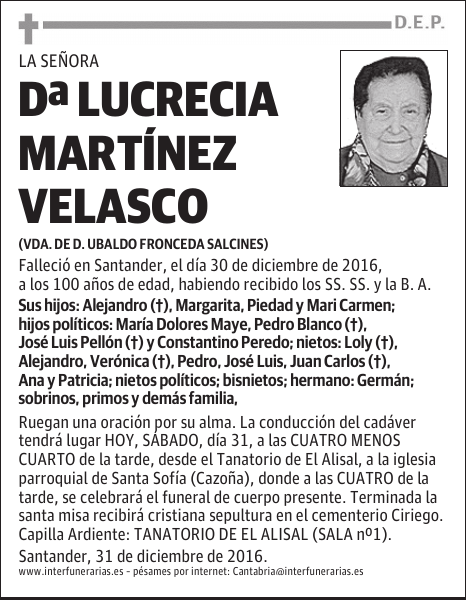 Dª. LUCRECIA MARTINEZ VELASCO