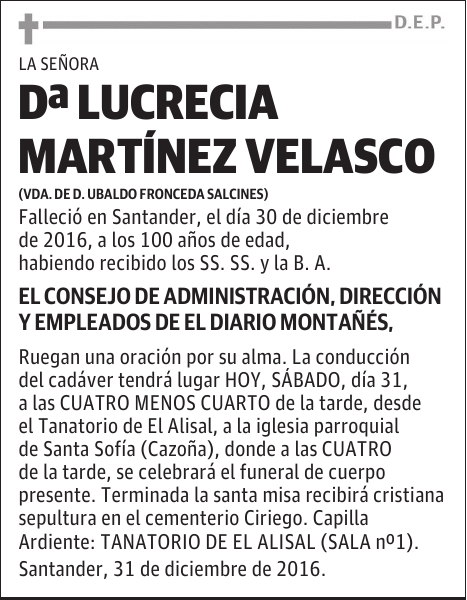 Dª. LUCRECIA MARTINEZ VELASCO