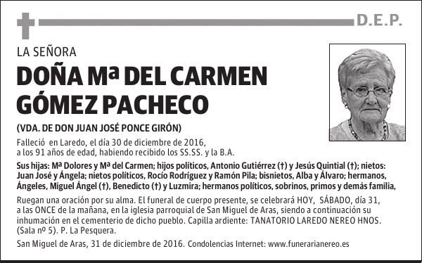 DOÑA Mª DEL CARMEN GOMEZ PACHECO