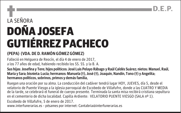 Dª. JOSEFA GUTIERREZ PACHECO