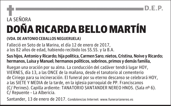 DOÑA RICARDA BELLO MARTIN