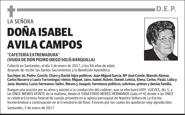 DOÑA ISABEL AVILA CAMPOS