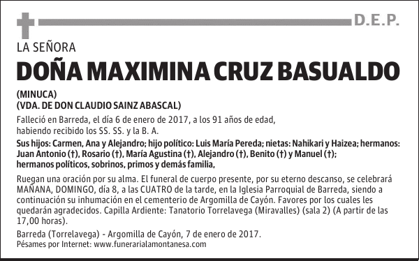 DOÑA MAXIMINA CRUZ BASUALDO