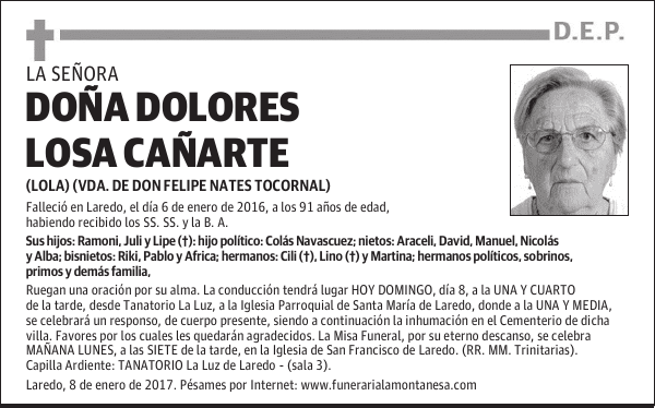 DOÑA DOLORES LOSA CAÑARTE