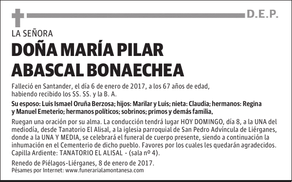 DOÑA MARÍA PILAR ABASCAL BONAECHEA