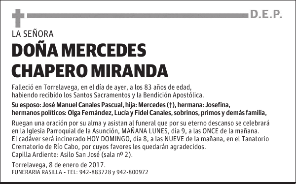 DOÑA MERCEDES CHAPERO MIRANDA