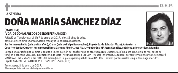 DOÑA MARÍA SÁNCHEZ DÍAZ