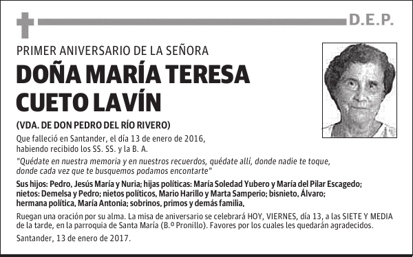 Dª MARÍA TERESA CUETO LAVÍN