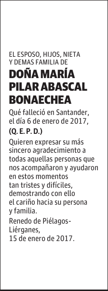 DOÑA MARIA PILAR ABASCAL BONAECHEA