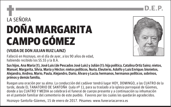 DOÑA MARGARITA CAMPO GOMEZ